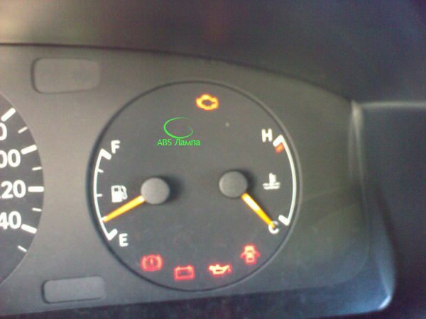Таблото с мястото на което е лампичката ABS. Почти не се забелязва и затова не е излезнала на снимката, но си е там в действителност :)